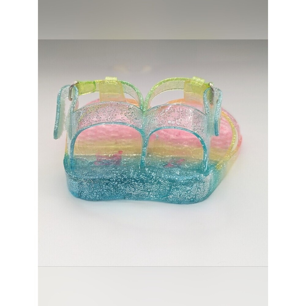 OshKosh B'gosh Baby (Size 4) Glitter Jelly Sandals in Pastel Rainbow Colors - Picture 5 of 16
